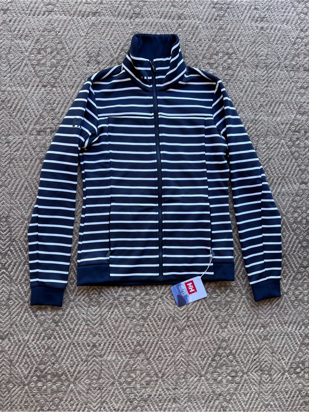 Helly Hansen Women's Crew Fleece Jacket Navy Stripe Size Small NWT $135